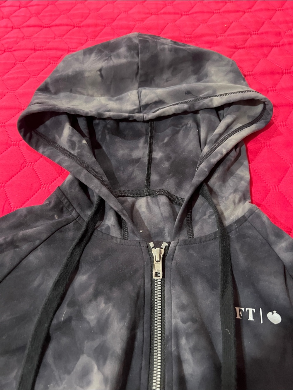 FTP brand Cropped Tie-Dye Zip Hoodie - Black/Grey - Picture 3 of 7
